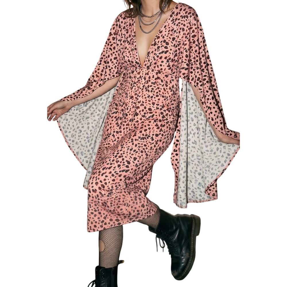 CBR Pink With Animal Print Butterfly Dress, Size Small, New with Tags